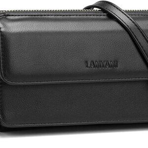 RFID Crossbody Wallet Wristlet Purse with Phone Pocket For Women Vegan Leather